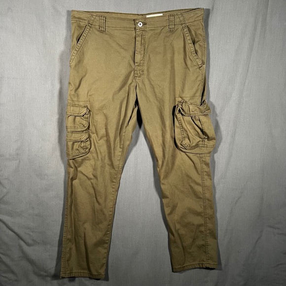 Wrangler Pants Men 38x30 Olive Green Flex Tapered Cargo Hiking Gorpcore Outdoors - Picture 1 of 9